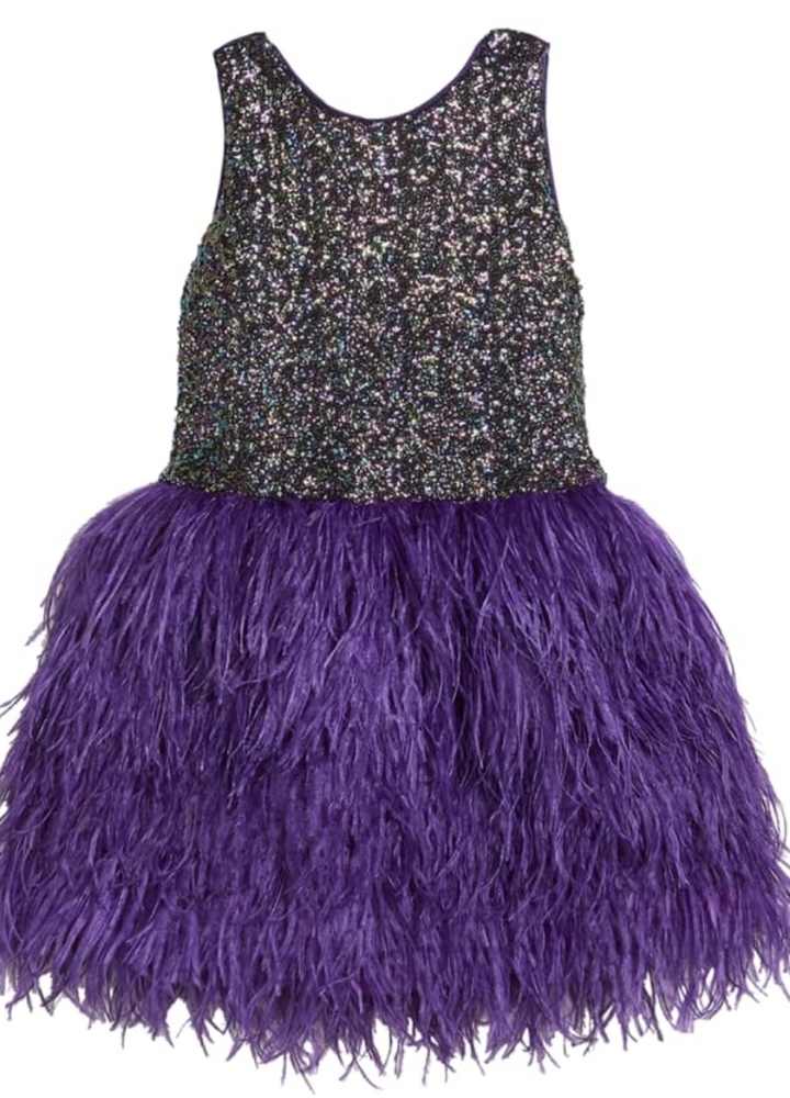 Chasing fireflies Purple feather dress gown 14 16